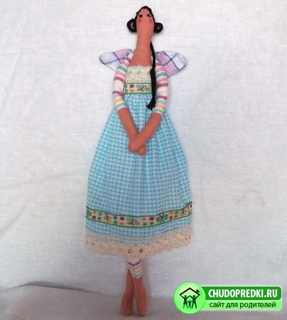 Куклы Тильды. Ангелок с косичкой