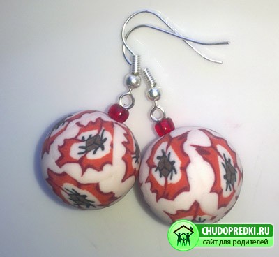 Серьги из пластика. Маковые серьги