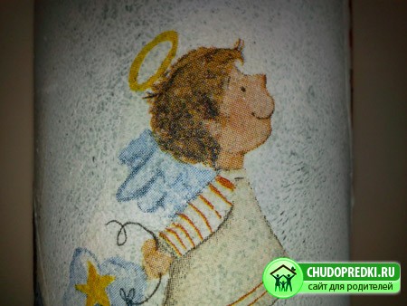 Декупаж бутылки. Ангелы
