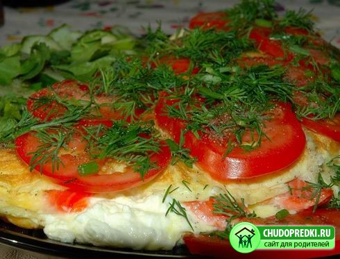 Очень вкусный омлет с помидорами