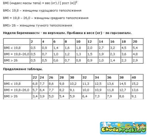 Прибавка веса при беременности