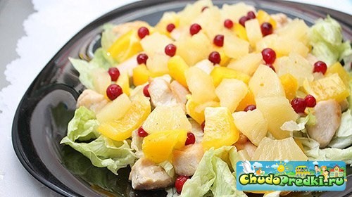 копченая курица с ананасами приготовление