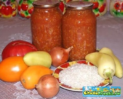 Салат с рисом на зиму