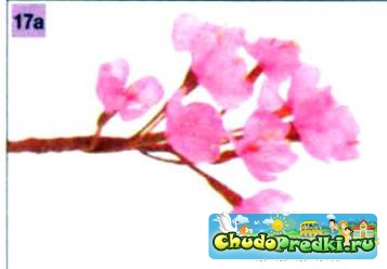 цветы из гофрированной бумаги. Ветка сакуры. Мастер класс с пошаговым фото