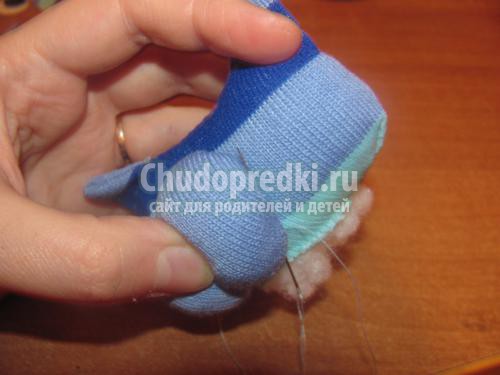 мягкая игрушка. Котик из носочков