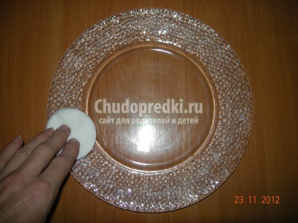обратный декупаж тарелочки