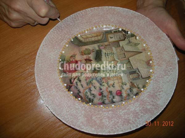 обратный декупаж тарелочки