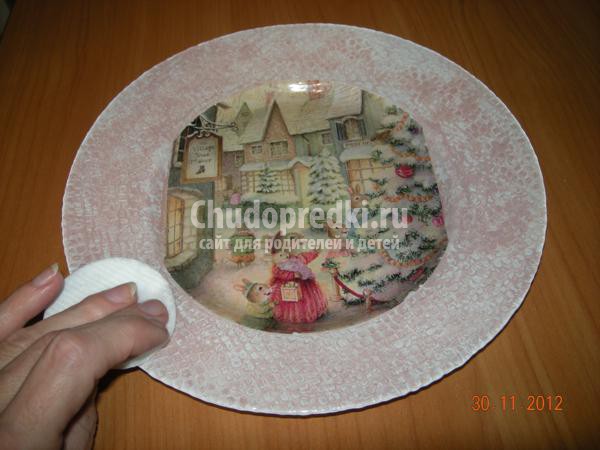 обратный декупаж тарелочки