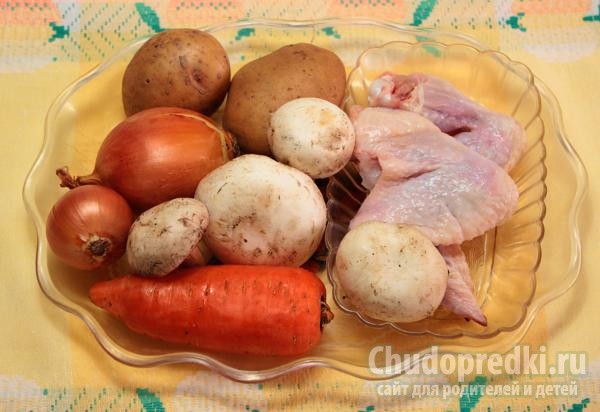 ароматный куриный суп с шампиньонами