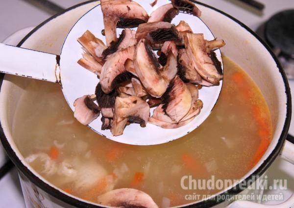 ароматный куриный суп с шампиньонами