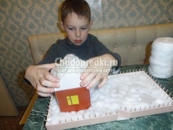 поделки с детьми. Композиция зимний двор