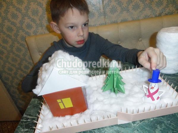 поделки с детьми. Композиция зимний двор