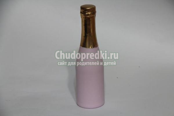 декупаж бутылки шампанского. Сердечки