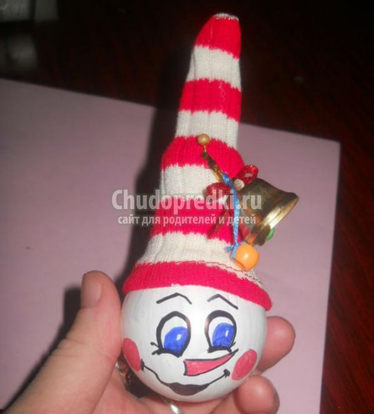 новогодние игрушки. Снеговики из лампочек