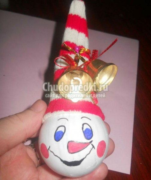 новогодние игрушки. Снеговики из лампочек