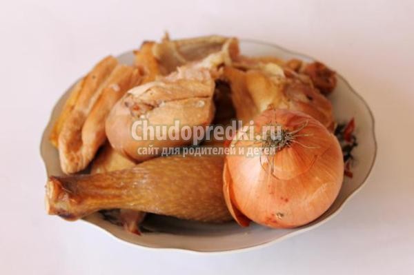 блинчики в кляре с копченой курицей