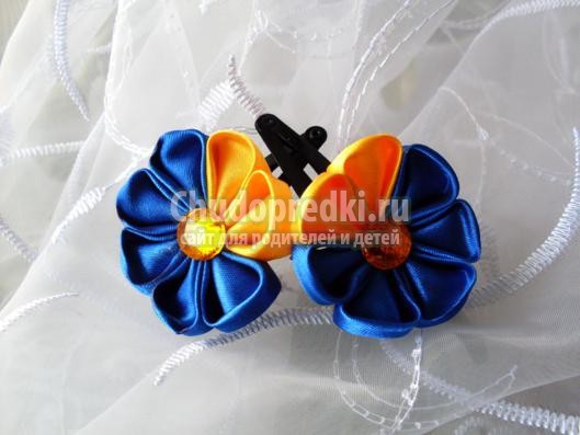 канзаши заколка. Анютины глазки
