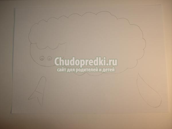 аппликация из салфеток. Овечка