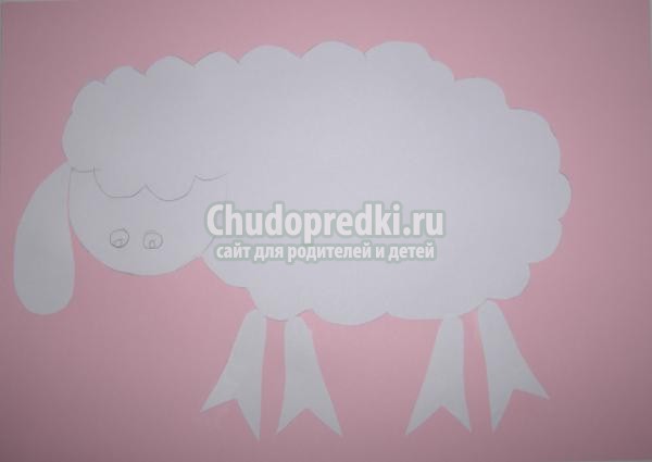 аппликация из салфеток. Овечка