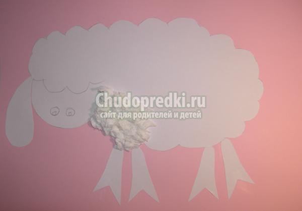 аппликация из салфеток. Овечка