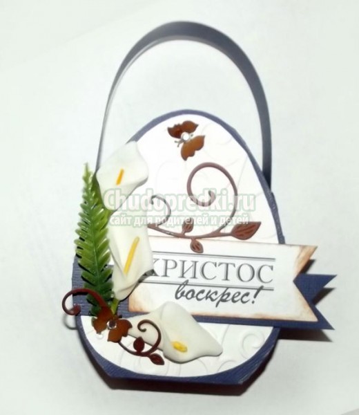 пасхальная корзинка в технике скрапбукинг