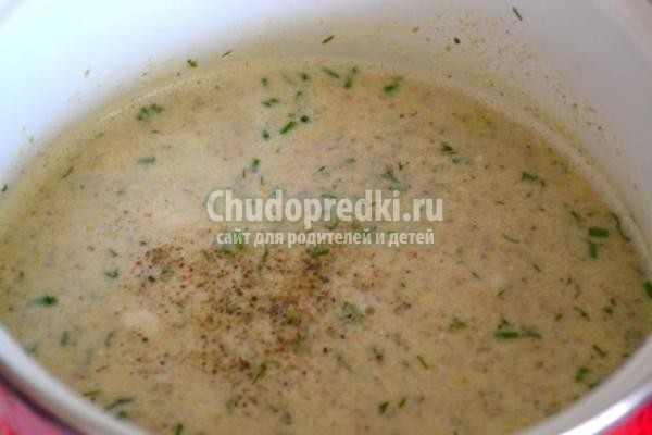 грибной суп-пюре на курином бульоне