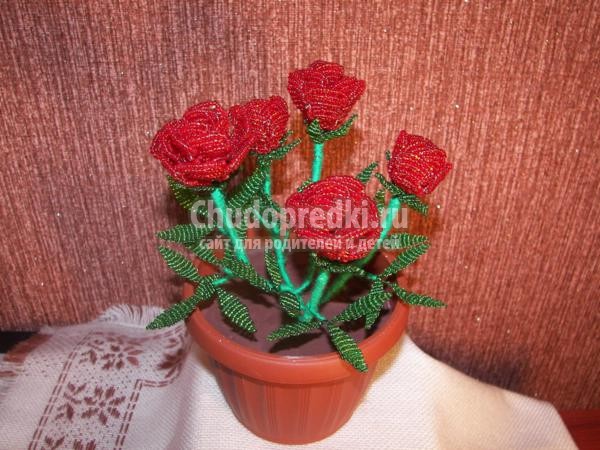 цветы из бисера. Розы
