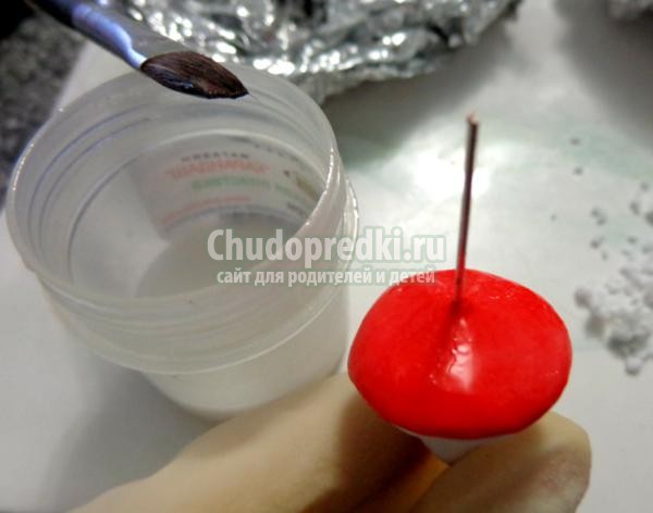 серьги мухомор из полимерной глины