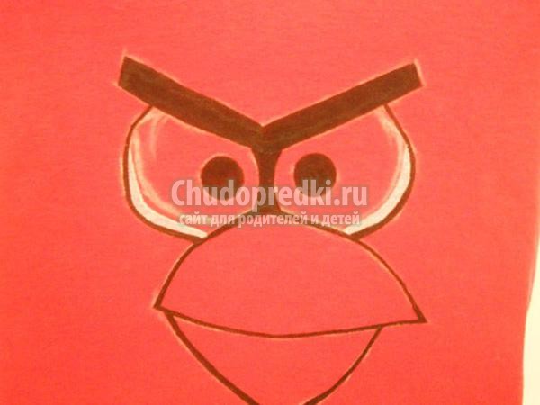 роспись футболки акриловыми красками. Angry Birds