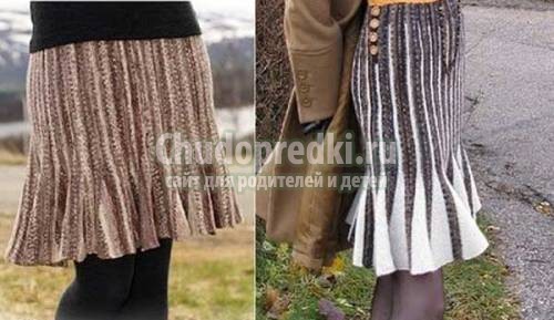 Вязаные юбки спицами