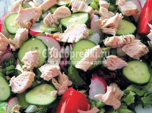 Салаты из курицы с овощами