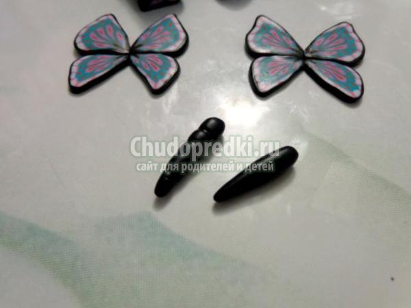 серьги из полимерной глины с бабочками