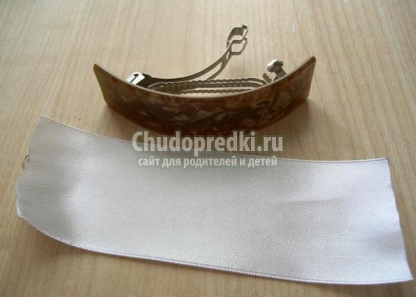 канзаши. Цветок на заколку-автомат