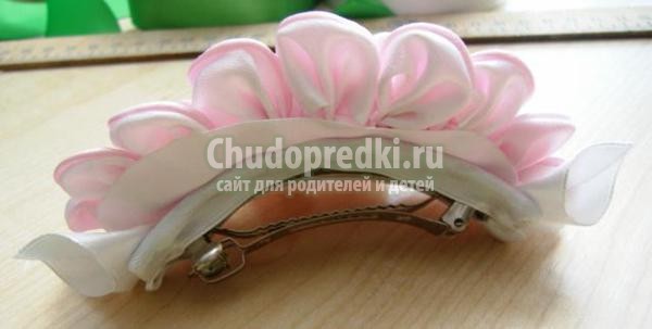 канзаши. Цветок на заколку-автомат