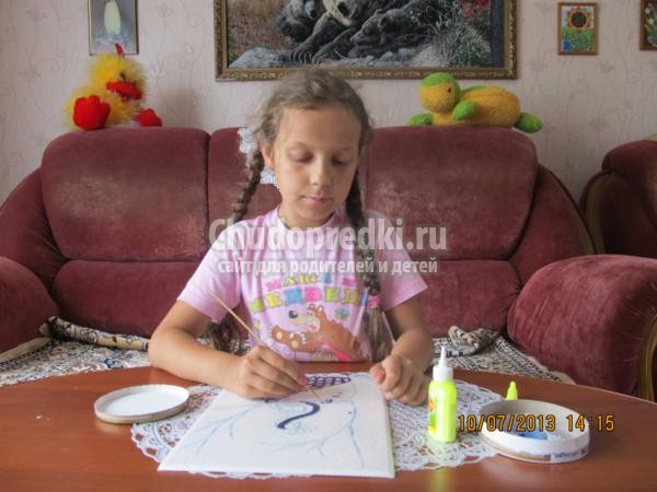 аппликация из пайеток. Птица