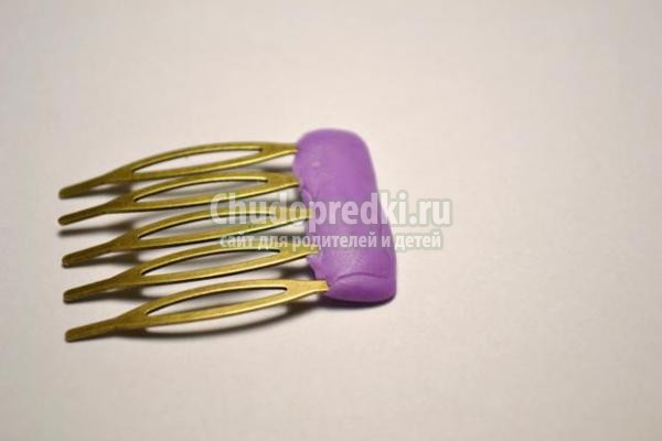 заколка из холодного фарфора. Роза