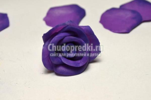 заколка из холодного фарфора. Роза