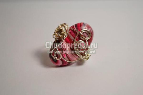 кольцо в технике wire wrap. Розовые оттенки кольцо в технике wire wrap. Розовые оттенки