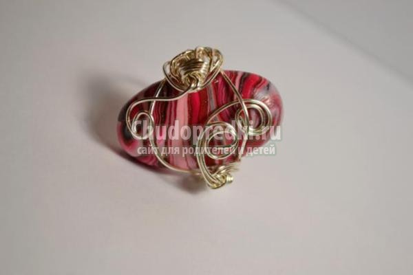 кольцо в технике wire wrap. Розовые оттенки кольцо в технике wire wrap. Розовые оттенки