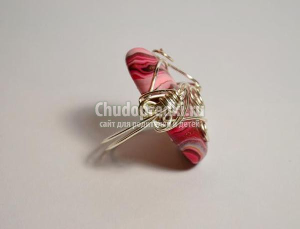 кольцо в технике wire wrap. Розовые оттенки кольцо в технике wire wrap. Розовые оттенки