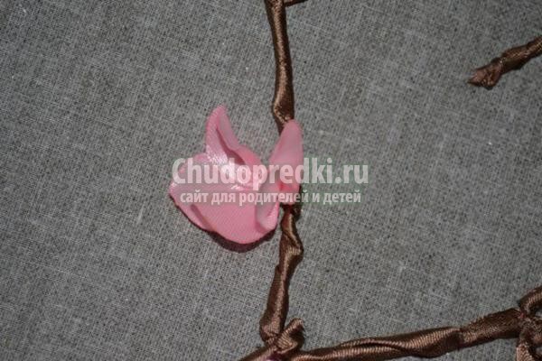 сумка с вышивкой лентами. Сакура