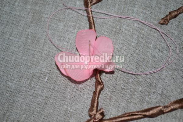 сумка с вышивкой лентами. Сакура