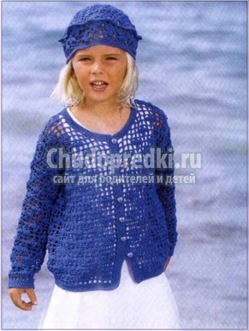 Вязаная ажурная кофточка для девочки