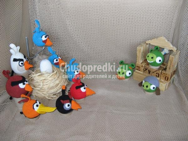 вязание игрушек крючком. Angry Birds