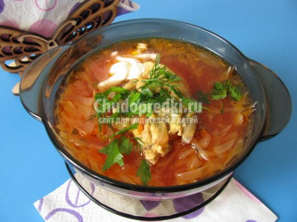 свекольный борщ с курицей