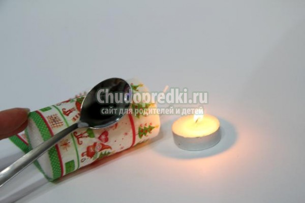 новогодний декупаж свечи