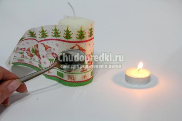новогодний декупаж свечи