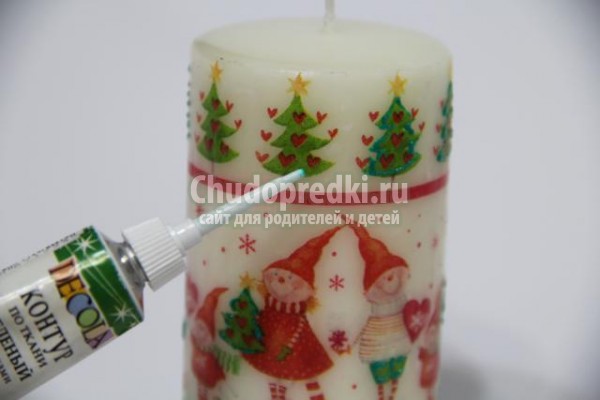 новогодний декупаж свечи