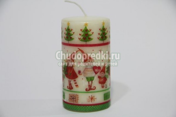 новогодний декупаж свечи