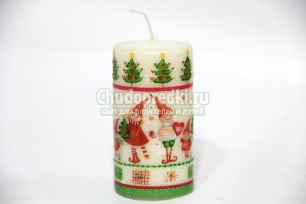 новогодний декупаж свечи